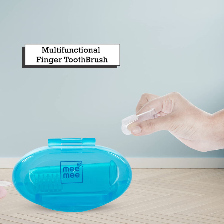 Mee Mee Silicone Baby Finger Toothbrush With Carry Case | Great For Massaging & Cleaning Gums