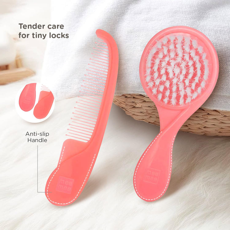Mee Mee Easy Grip Soft Bristled Comb & Brush Set