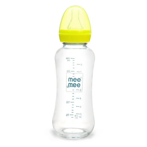 Mee Mee Glass Feeding Bottle 240ml,BPA-Free, Borosilicate Glass Feeding Bottle Upto 3 Years