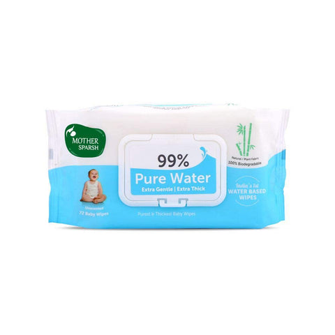 Mother Sparsh 99% Pure Water (72 Unscented Baby Wipes) - Super Thick Fabric