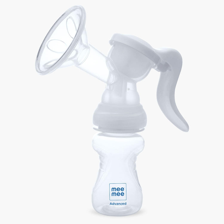 Mee Mee Advanced Manual Breast Pump - 180° Rotating Handle, BPA-Free, Soft Silicone Shield, Overflow Preventer Silica Gel Cup, Soothing Massage, Easy-to-Use, Ideal for Nursing & Breastfeeding Mothers