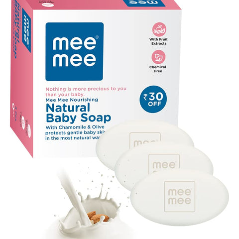 Mee Mee Gentle Baby Soap 75g(Pack of 3)| Gentle Bathing Bar Infused with Chamomile, Olive, Almond Oil, and Milk Extracts