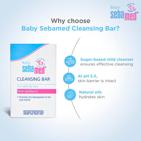 Sebamed Baby Cleansing Bar 150 gm|Newborn bathing|Soap Free|Tear Free|