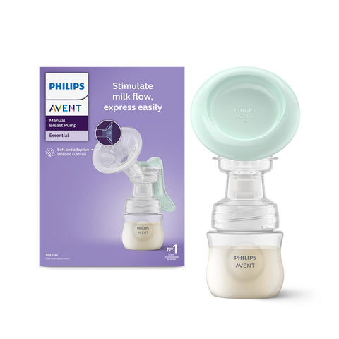 Philips Avent Essential Manual Breast pump SCF417/11 | Easy Silicone massage cushion & Ergonomic handle, Soft & Gentle, BPA Free