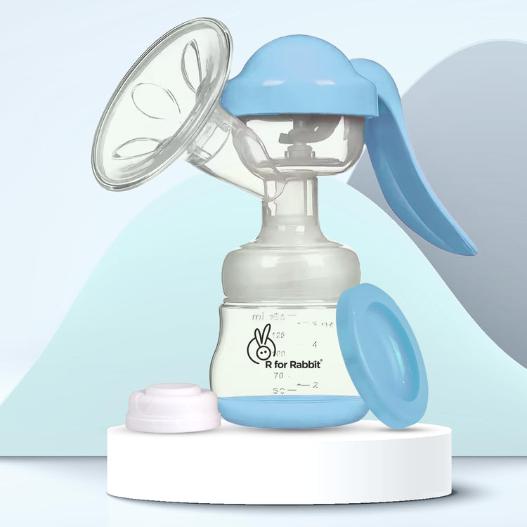 R for Rabbit First Feed Cozy Manual Breast Pump for Mothers with 2 Level Suction Adjustment, Soft and Gentle Silica Pad, Anti-Back Flow Compact Design