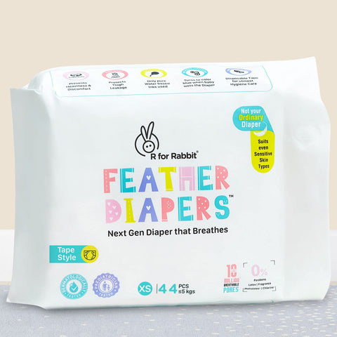 R for Rabbit XS New born Premium Feather Diaper nb Taped Size for Baby 0 to 5 kgs (22 Pcs Pack )