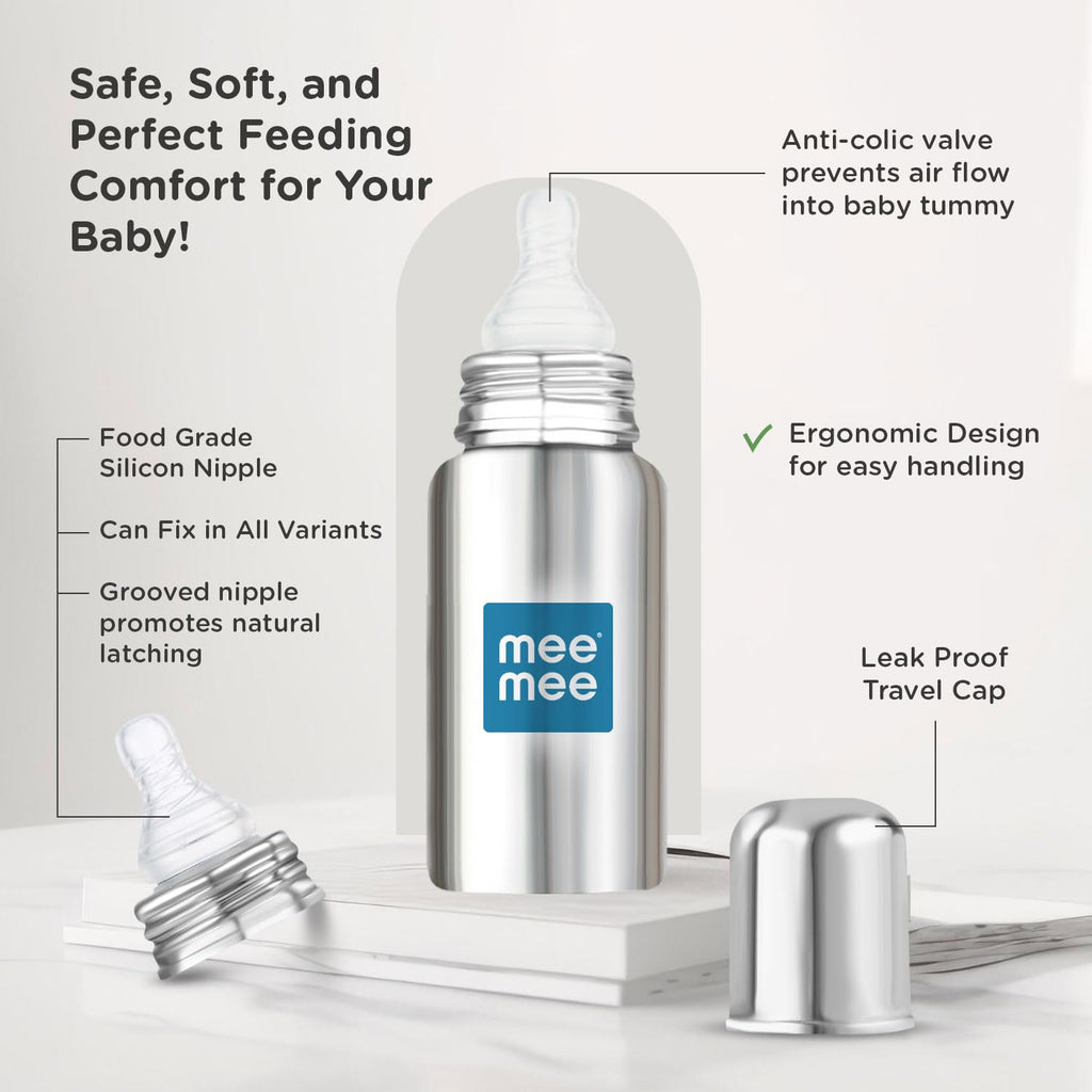 Mee Mee Baby Steel Feeding Bottle 240ml/Infants/Newborns of 0-2 Years