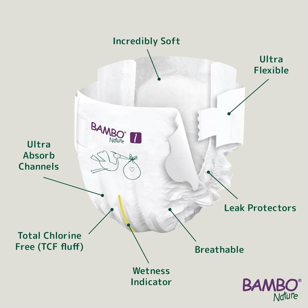 Bambo Nature Premium Baby Diapers - XS Size (2-4 Kgs), 22 Count