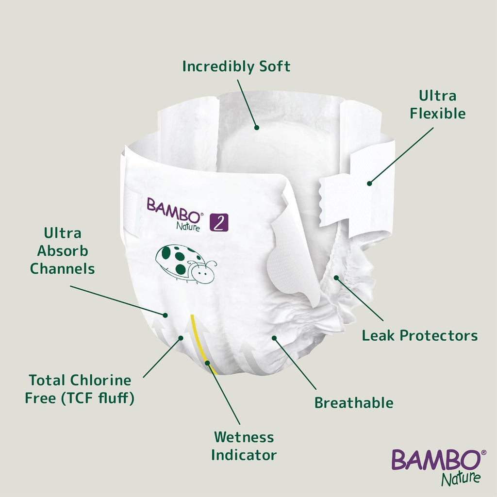 Bambo Nature Premium Baby Diapers - Small Size (3-6 Kgs), 30 Count