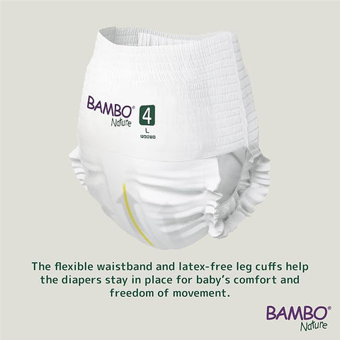 Bambo Nature Premium Baby Diapers - Pants Style, Large Size (7-12 Kgs), 20 Count