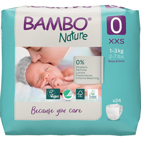 Bambo Nature Premium Baby Diapers - XXS Size (1-3 Kgs), 24 Count