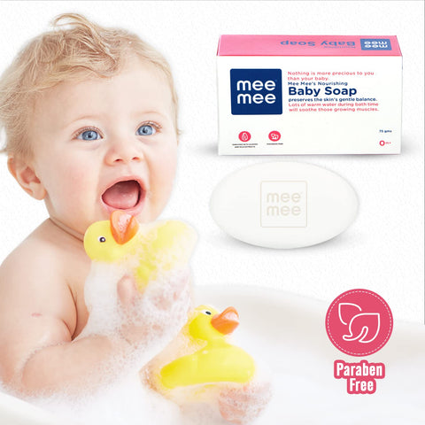 Mee Mee Gentle Baby Soap 75g| Gentle Bathing Bar Infused with Chamomile, Olive, Almond Oil, and Milk Extracts