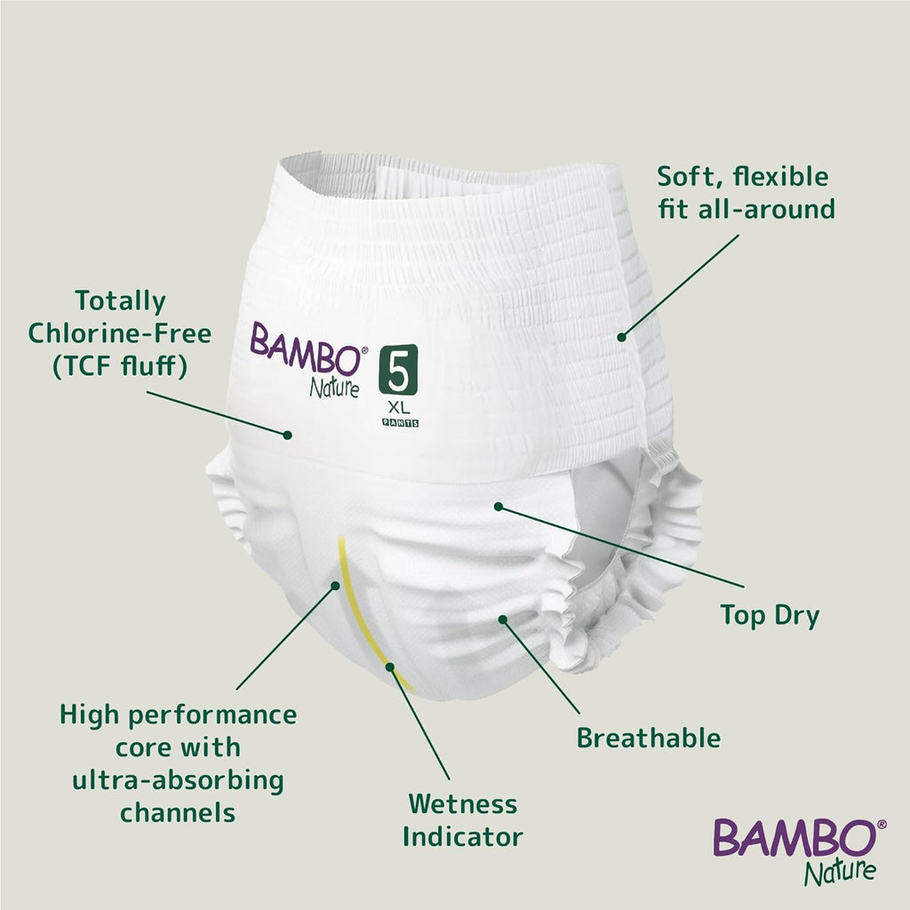 Bambo Nature Premium Baby Diapers - Pants Style, XL (11-17 Kgs), 19 Count