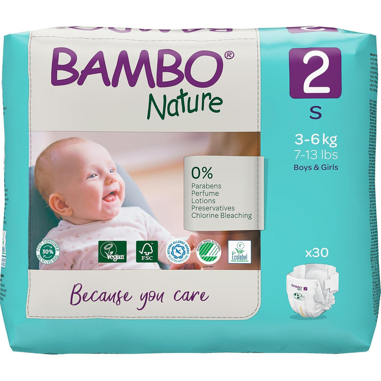 Bambo Nature Premium Baby Diapers - Small Size (3-6 Kgs), 30 Count