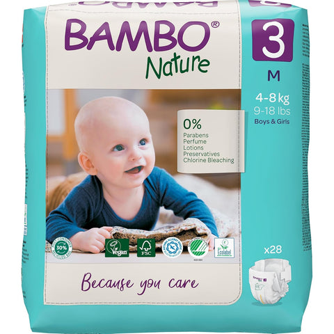 Bambo Nature Premium Baby Diapers - Medium Size (4-8 Kgs), 28 Count