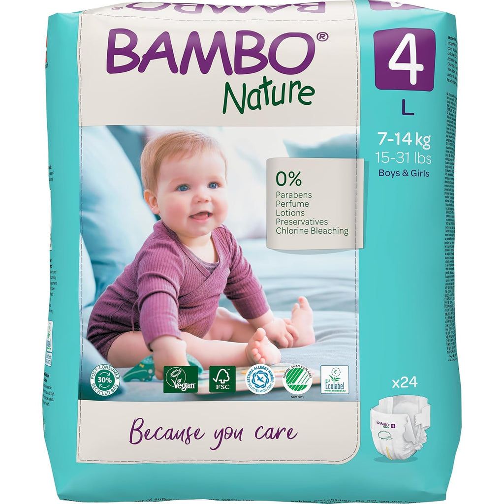 Bambo Nature Premium Baby Diapers - Large Size (7-14 Kgs), 24 Count