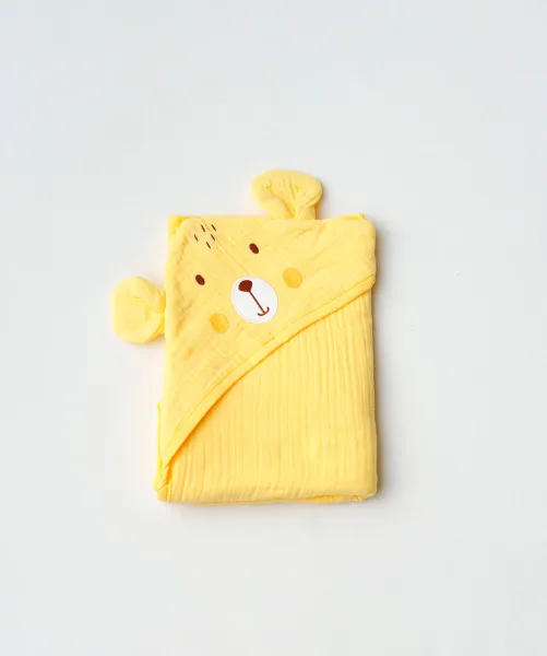 Muslin Bubble Crinkle Hooded Blanket - 80*80CM